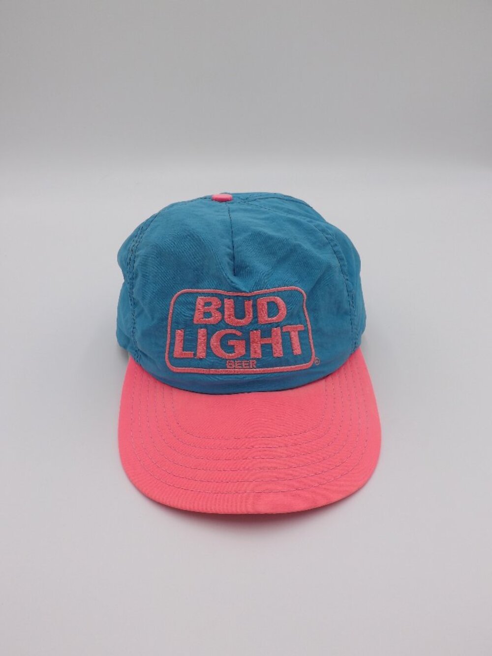 Bud Light Cap/Hat Women's Blue/Pink Vintage 90's Snapback Licensed Made in USA
